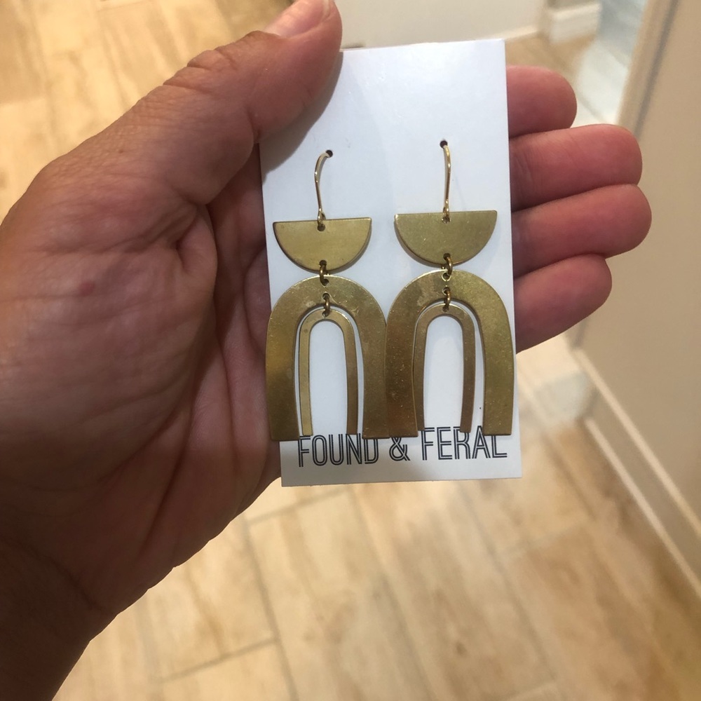 Found and Feral brass earrings- NEW